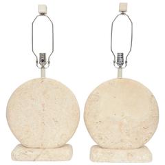 Pair of Samuel Marx Style Natural Coral or Fossilized Stone Lamps