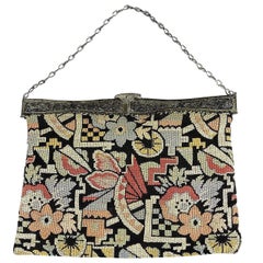 Art Deco Floral Design Needlework Handbag