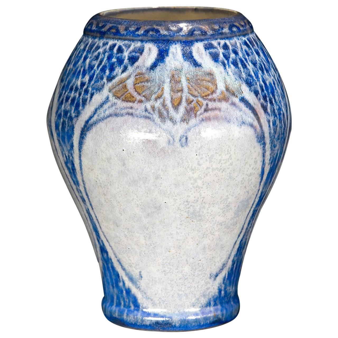 20th Century Golden Moths Vase by Emile Diffloth For Sale