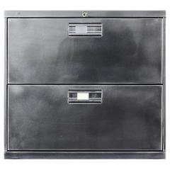 Polished Steel Two-Drawer Lateral File Cabinet