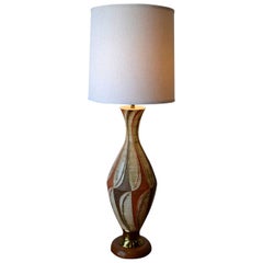 Mid Century Modern Sculptural Table Lamp, Colorful Geometric Pattern, 1960's