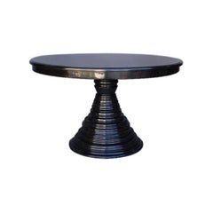Custom Beehive Concentric Circles Pedestal Table in Walnut by Dos Gallos Studio