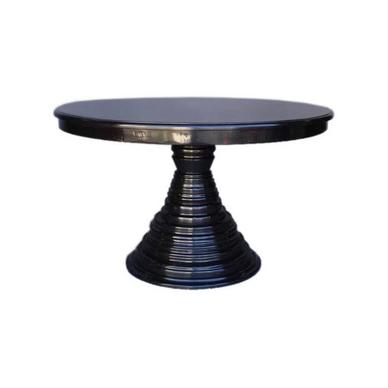 Custom Beehive Concentric Circles Pedestal Table in Walnut by Dos Gallos Studio For Sale