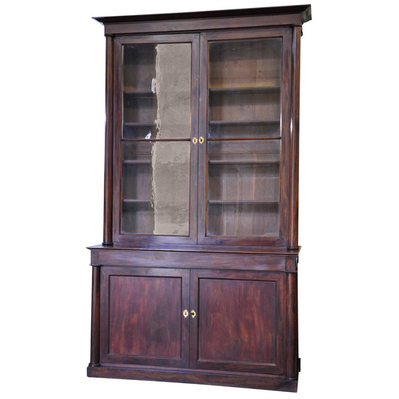 French Period Empire Glass Fronted Bookcase For Sale