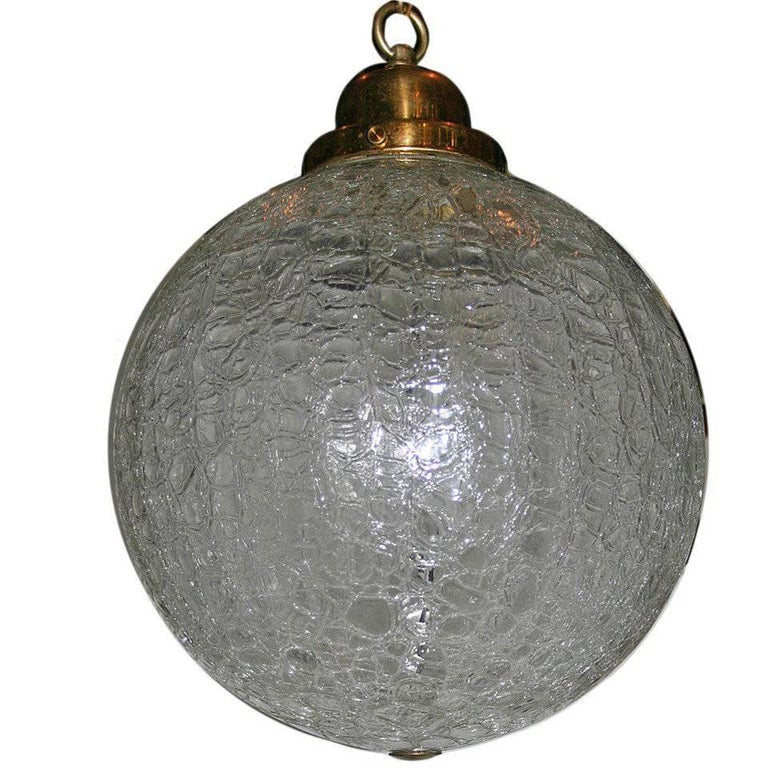 Moderne Crackled Glass Globe Light Fixture at 1stDibs