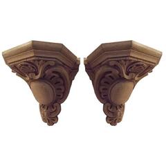 Pair of 19th Century Large-Scale Carved Oak Brackets 12