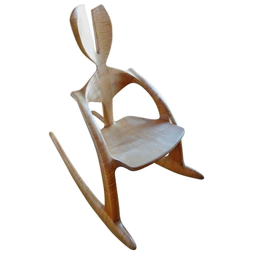 Rare Wendell Castle Tiger Maple Rabbit Ear Rocker For Sale at 1stDibs ...