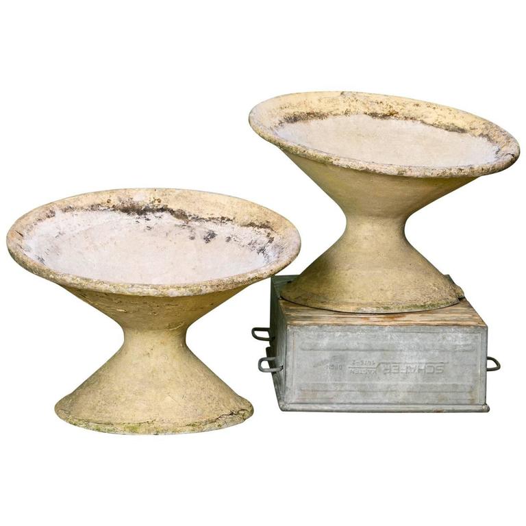 Vintage Fiber Cement Tilted Conical Planters at 1stdibs