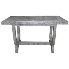 Contemporary Black and White Granito Console Table