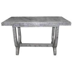 Contemporary Black and White Granito Console Table 6