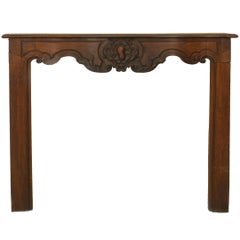 French Provincial Walnut Fireplace Mantle