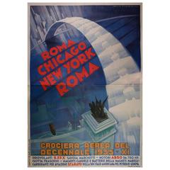 Rare Italian Futurist Period Aviation Poster by Luigi Martinati, 1933 12
