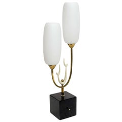 Italian Modern Brass Enamel and Glass Lamp, Arteluce 1