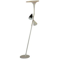 1960s Italian Black and Ivory White Modern Floor Lamp in the Style of Stilnovo
