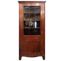 Antique American Mahogany Corner Cupboard with Great Surface