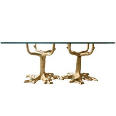 Scandinavian Mid-Century Modern Bronze Base Coffee Table in Tree Form