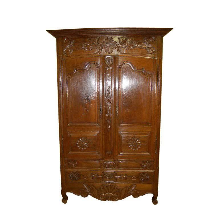 Armoire  18th Century French Oak Cabinet with Drawers