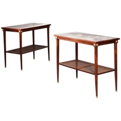 Pair of French Neoclassical Mahogany and Marble Side Tables Pair of French Neoclassical Mahogany and Marble Side Tables
