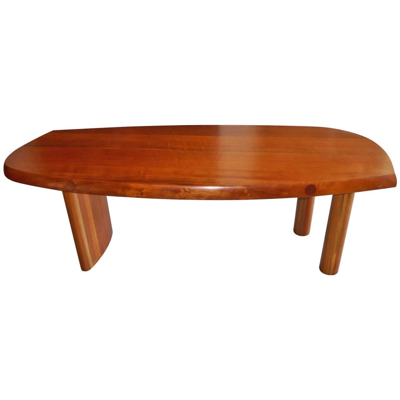 Free-Form Table in Solid Makore Wood, France, circa 1950 For Sale