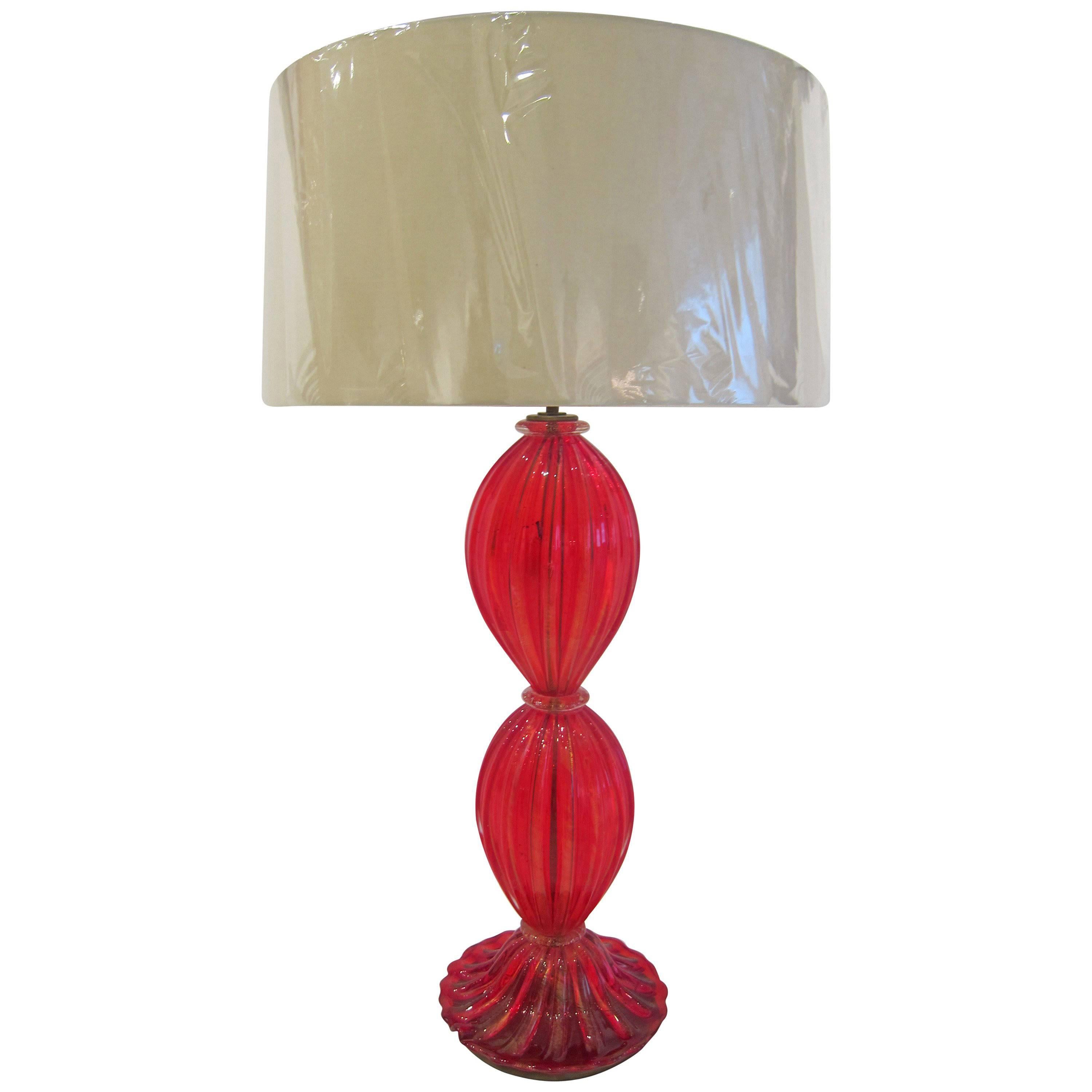  Red Murano Glass Table Lamp by Barovier e Toso
