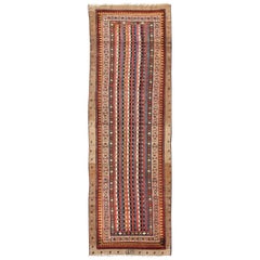 Uniquely Designed Antique Persian Camel Hair Serab Runner with Vertical Stripes