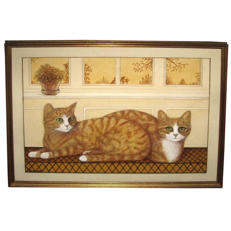 Oil Painting of Cats by Kenney For Sale
