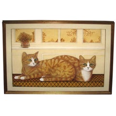 Vintage Oil Painting of Cats by Kenney