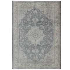 Antique Beautiful Oushak Rug with Gray Background in Taupe, Beige and Light Gray
