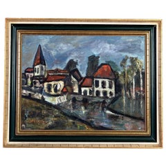 Daniel Bertet Abstract Painting of a French Village