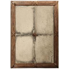 Silver Giltwood Wall Mirror with Carved Ribbon Details, French, 1920s
