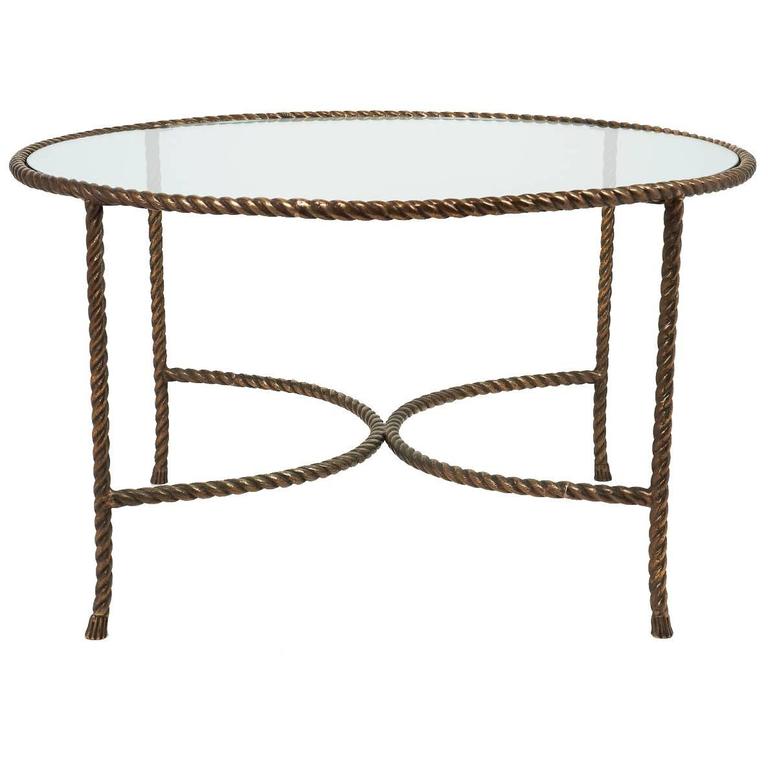 Italian Round Solid Bronze Rope And Tassle Tail Table