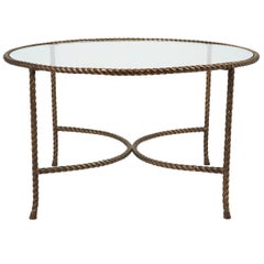 Italian Round Solid Bronze 'Rope and Tassle' Cocktail Table