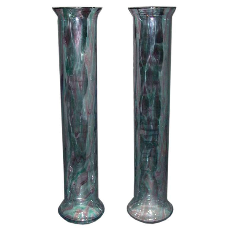 Pair of Hand Blown Murano Glass Vases