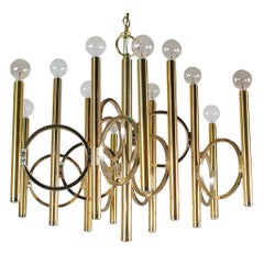 modern brass chandelier Mid-Century Modern Italian Brass Chandelier by Sciolari, Hollywood Regency