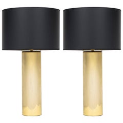 Murano "Pagliesco" Mercury Glass Pair of Lamps