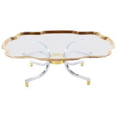 Hollywood Regency Brass Tray Coffee Table after Labarge or Maison Jansen