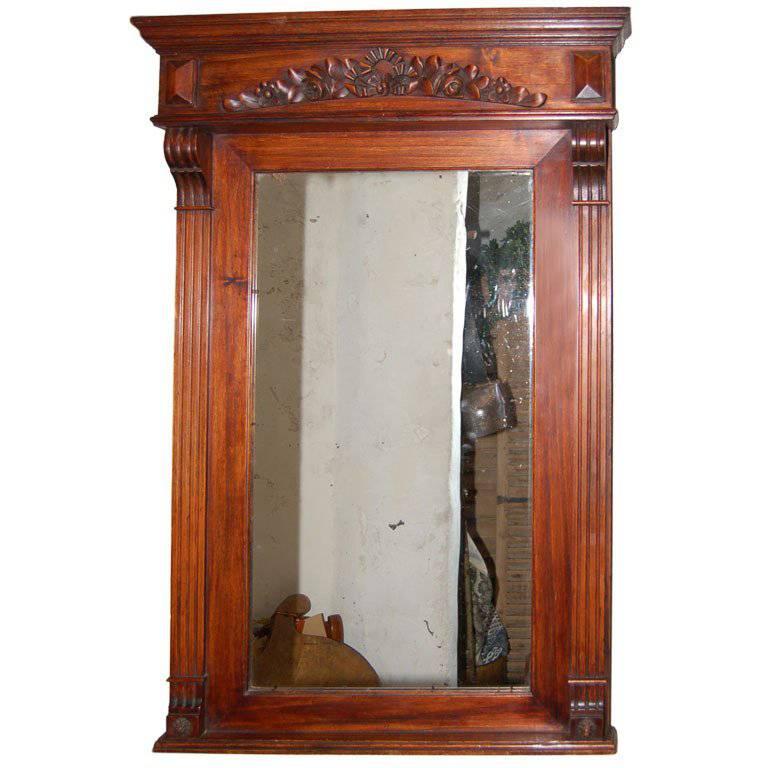ON SALE   Mirror with Carved Wood Garland Late 19th Century Oak  For Sale