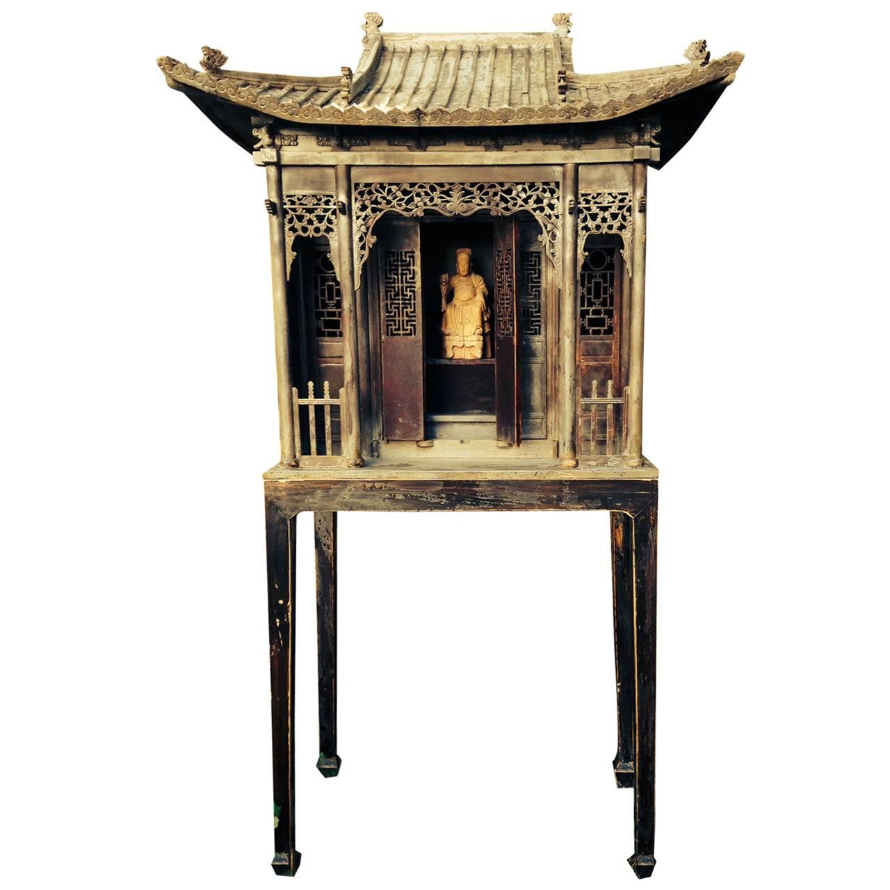  Chinese Important Antique Hand carved Wooden Shrine, Qing dynasty 1644-1912  