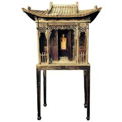 Chinese Important Antique Hand carved Wooden Shrine, Qing dynasty 1644-1912