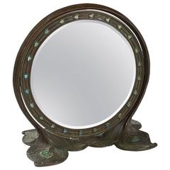 Antique Tiffany Studios “Peacock” Table Mirror