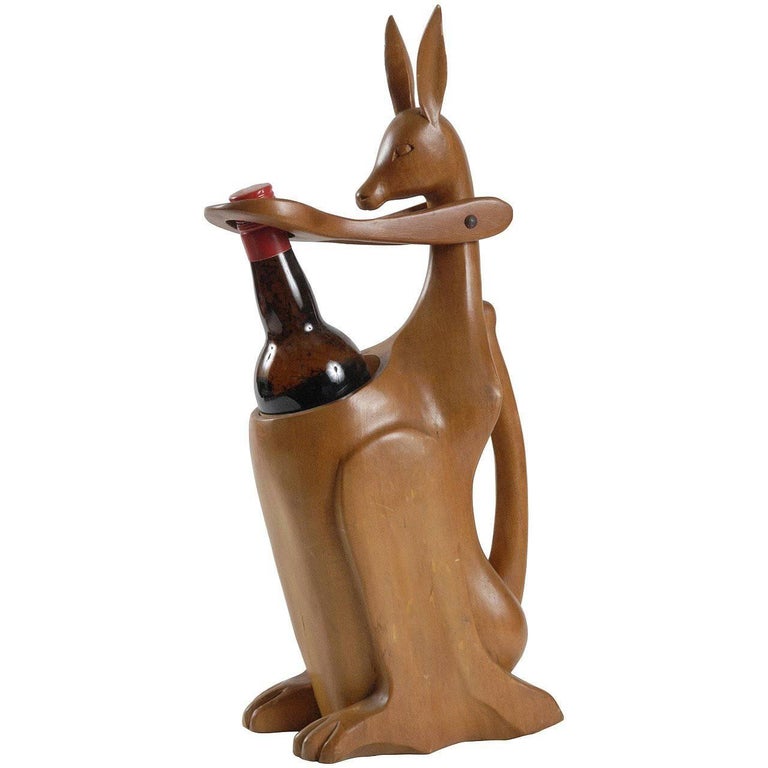 Wooden Kangaroo Bottle Holder, 1950s at 1stDibs kangaroo wine bottle