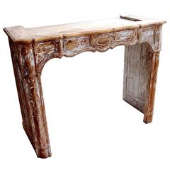 French 19th Century Hand-Carved Wood Fireplace Mantel
