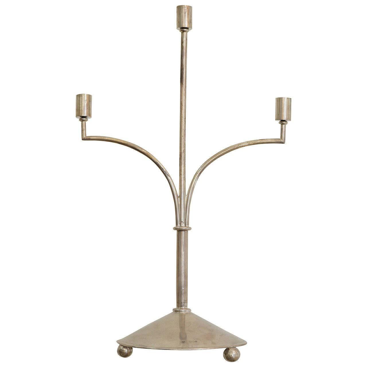 Herbert Edwin Willis Sterling Silver Three-Arm Candlestick, 1896 For Sale