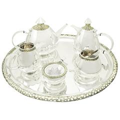 Sterling Silver Six-Piece Tea and Coffee Service, Vintage Elizabeth II 8