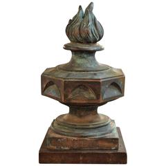 19th Century French Architectural Flame Finial in Copper