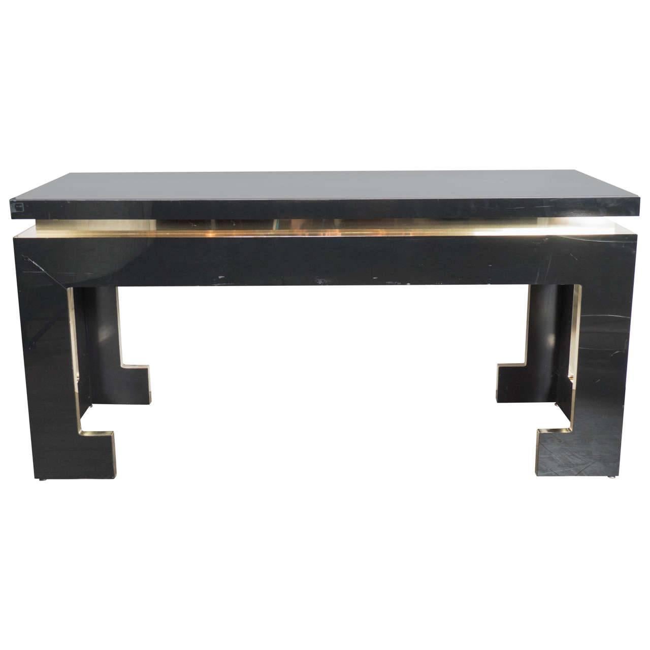 Ultra Chic Mid-Century Modernist Console or Sofa Table with Greek Key Styling