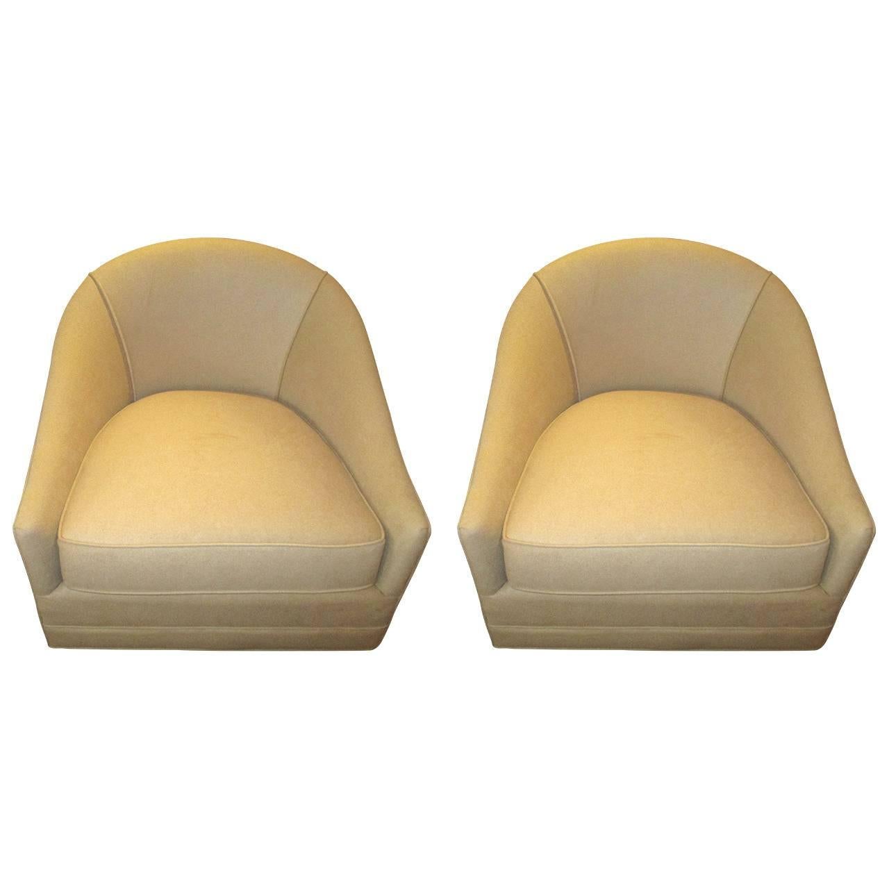 Cool Pair of Barrel Shaped Swivel Lounge Chairs