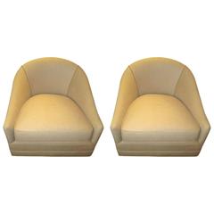 Cool Pair of Barrel Shaped Swivel Lounge Chairs