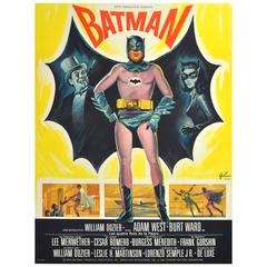 Vintage Large Original 1966 Movie Poster for Batman Starring Adam West and Burt Ward