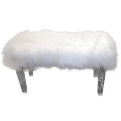 Moviestar Glam Mongolian Lamb and Lucite Bench